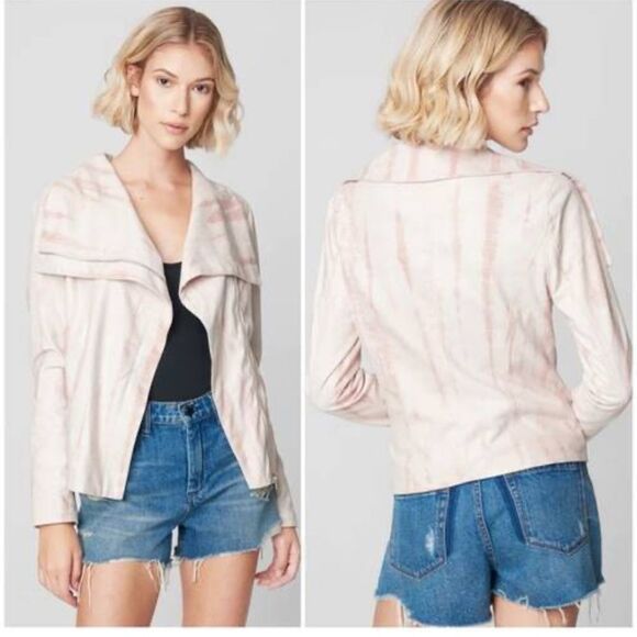 BLANK NYC WOMEN MOTO JACKET TIE DYE BLUSH FAUX BLUSH SUEDE SOFT COAT MEDIUM EUC! - Picture 1 of 15